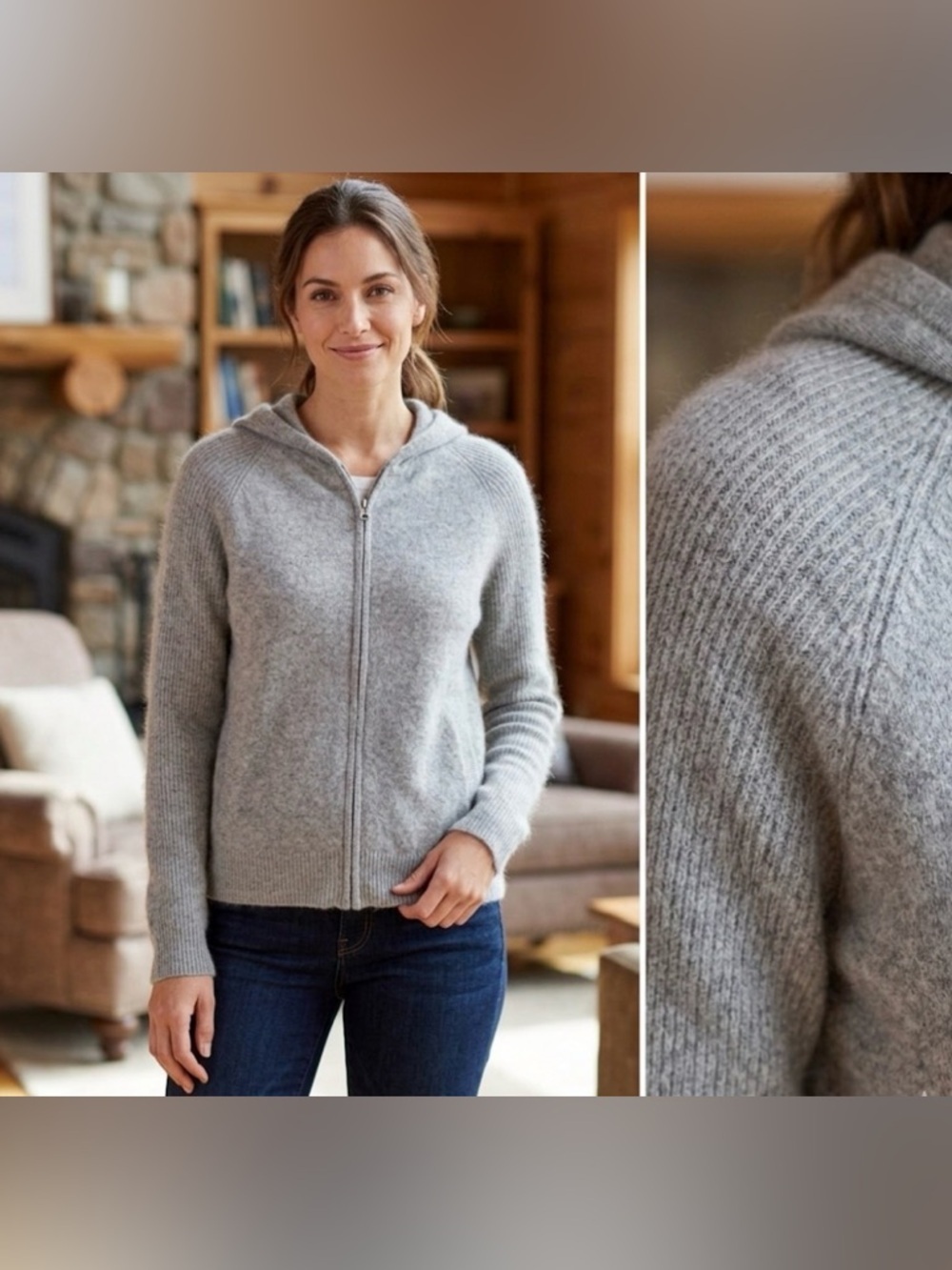 Alexandra Bartlett Gray Nylon, Angora Rabbit Hair & Lambs Wool Blend Sweater